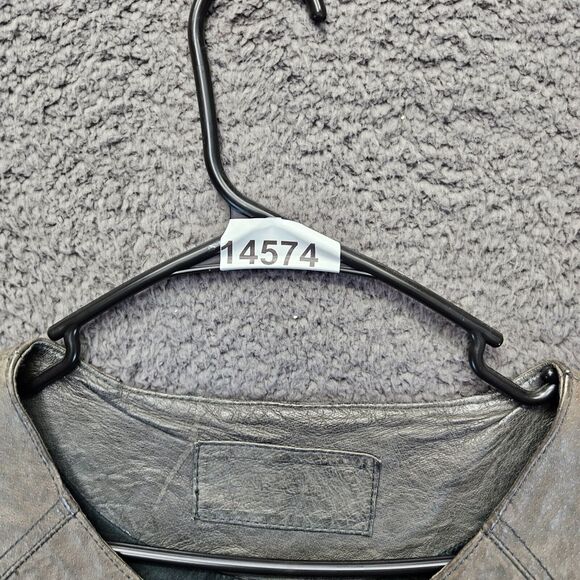 Carlopik Leather Jacket Womens Size 42 Gray Zip Up Moto Style - Picture 13 of 13